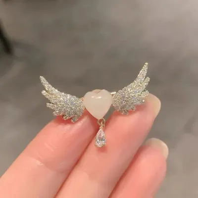 Wing Fashion Opal Love Heart Shape Brooch